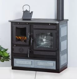 EEK A+ - Dauerbrand Küchenofen Globe Fire Alhena Naturstein / Anschluss Rechts