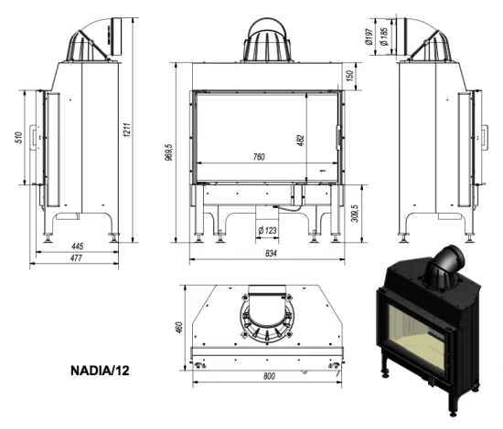 *EEK A - Kamineinsatz Kratki Nadia - 12 KW – Bild 2