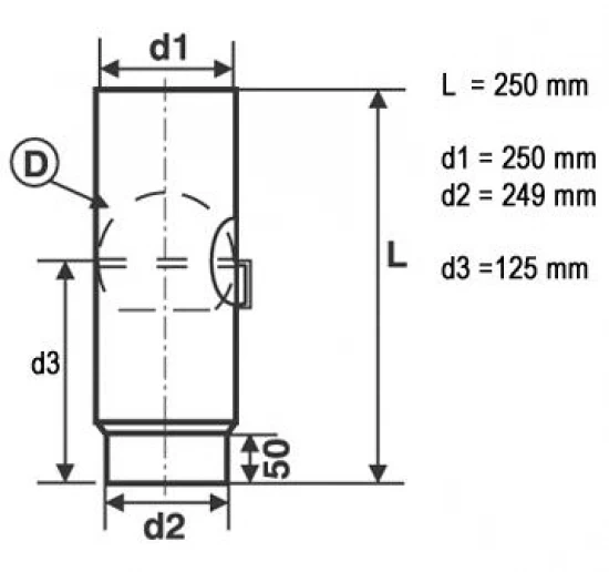 250 Mm - Rauchrohr Mit Drosselklappe 250 Mm In Schwarz – Bild 2