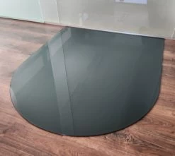 Rundbogen 100x120cm Glas Anthrazitgrau - Funkenschutzplatte Anthrazit Grau Kaminbodenplatte Glasplatte Ofenunterlage Kaminplatte
