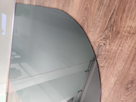 Rundbogen 100x120cm Glas Anthrazitgrau - Funkenschutzplatte Anthrazit Grau Kaminbodenplatte Glasplatte Ofenunterlage Kaminplatte – Bild 3