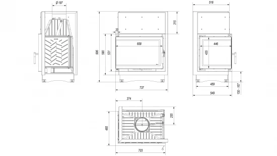 *EEK A Eck-Gusskamineinsatz Kratki ZUZIA ECO 12 DECO, Links + BISMSCHV II - 12kW – Bild 4