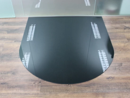 Rundbogen 120x140cm Glas Schwarz - Funkenschutzplatte Kaminbodenplatte Glasplatte Kaminunterlage