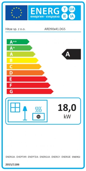 EEK A - Tunnel-Kamineinsatz HITZE Ardente ARD90X41.DGS Mit Hebetür - 18kW – Bild 3