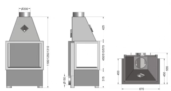 EEK A+ 3 Scheiben-Kamineinsatz HAJDUK VOLCANO 3PL - 11 KW – Bild 2