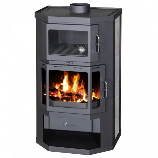 EEK A Kaminofen Mit Backfach+Herdplatte Victoria Taro F Schwarz – 9,53 KW – Bild 5