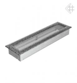 Kamin-Lüftungsgitter, 11x42cm , Rillendesign, Schwarz/silber