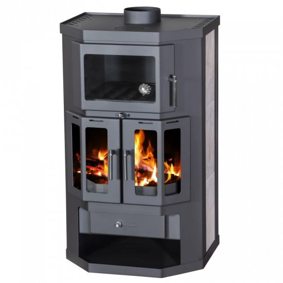 EEK A Kaminofen Mit Backfach+Herdplatte Victoria Taro 2F, Schwarz – 9,53 KW – Bild 6