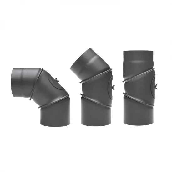 120 Mm - Rauchrohr Bogen Flexibel 0-90° Mit Tür In Gussgrau