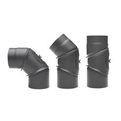 130 Mm - Rauchrohr Bogen Flexibel 0-90° Mit Tür In Gussgrau