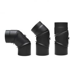180 Mm - Rauchrohr Bogen Flexibel 0-90° Mit Tür In Schwarz