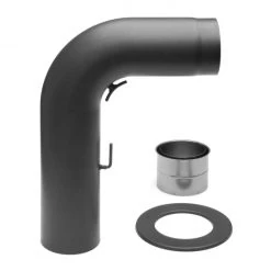 150 Mm - Rauchrohr Set Rund Gezogen Mit Drosselklappe In Gussgrau