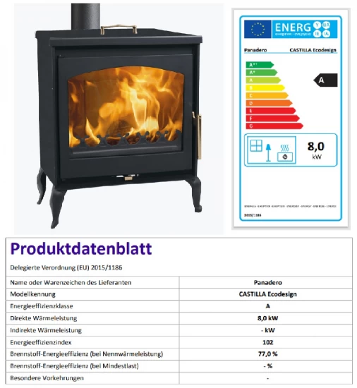 EEK A Kaminofen Panadero Castilla EcoDesign Mit Herdplatte - 8,0 KW – Bild 2