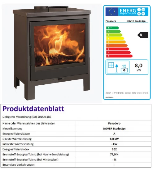 EEK A Kaminofen Panadero DOVER Mit Herdplatte - 8kW – Bild 3