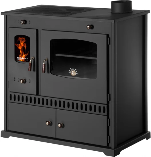 EEK A+ Küchenofen Holzherd Perfect ECO Schwarz, Rechte Version - 7 KW Dauerbrandherd
