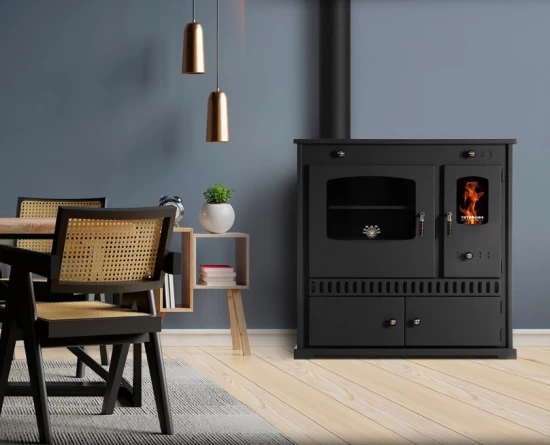 EEK A+ Küchenofen Holzherd Perfect ECO Schwarz, Linke Version - 7 KW Dauerbrandherd – Bild 5