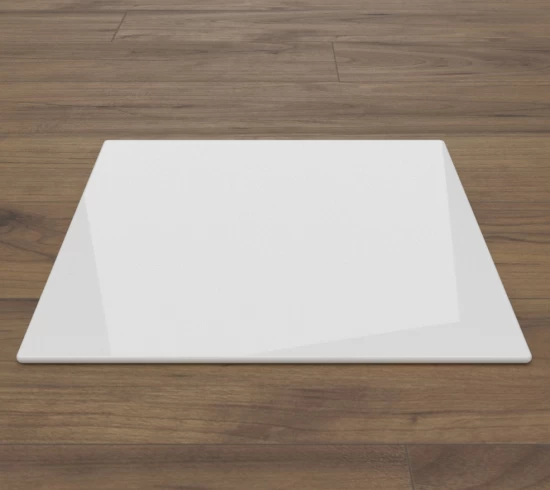 Quadrat 90x90cm Glas Weiß - Funkenschutzplatte Kaminbodenplatte Glasplatte Ofenplatte