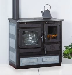 EEK A+ - Dauerbrand Küchenofen Globe Fire Alhena Naturstein / Anschluss Links