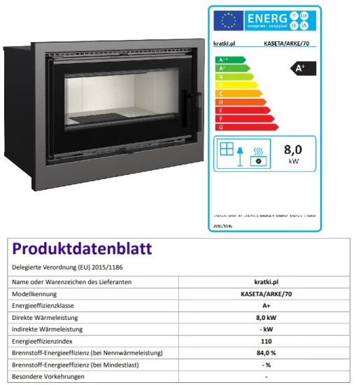 *EEK A+ - Kamineinsatz Kaminkassette Kratki Arke 8 Mit 8 KW Mit Warmluftgebläse – Bild 4
