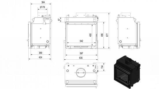 *EEK A+ Wasserführender Kamineinsatz Kratki MAJA PW 12 DECO + BIMSCHV II – Bild 2