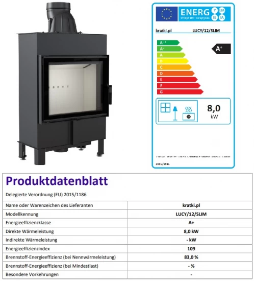 *EEK A+ - Kamineinsatz Kratki Lucy 12 SLIM Mit 8 KW – Bild 2