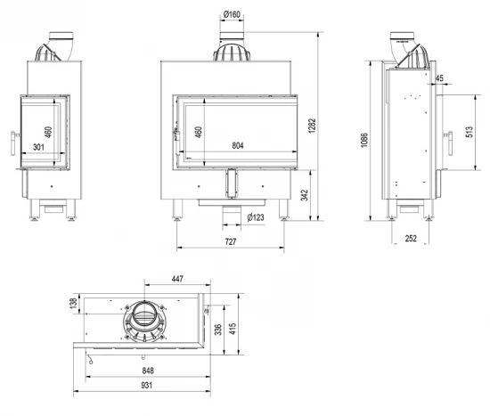 *EEK A+ Eck-Kamineinsatz Kratki LUCY/14/SLIM/P/BS Mit Seitenglas Rechts - 10kW – Bild 5