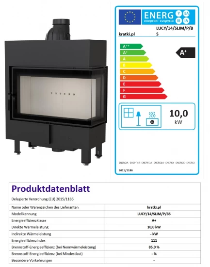 *EEK A+ Eck-Kamineinsatz Kratki LUCY/14/SLIM/P/BS Mit Seitenglas Rechts - 10kW – Bild 6