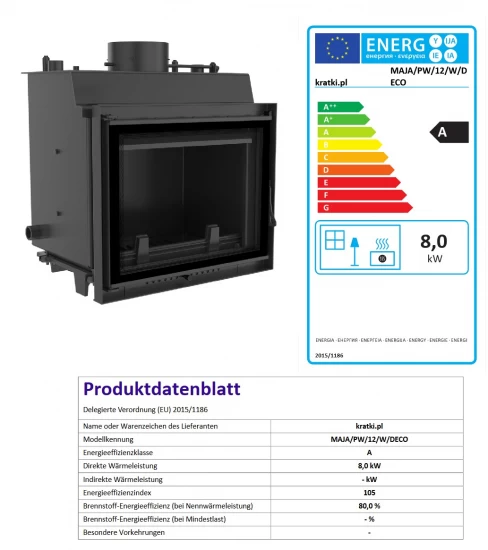 *EEK A+ Wasserführender Kamineinsatz Kratki MAJA PW 12 DECO + BIMSCHV II – Bild 4