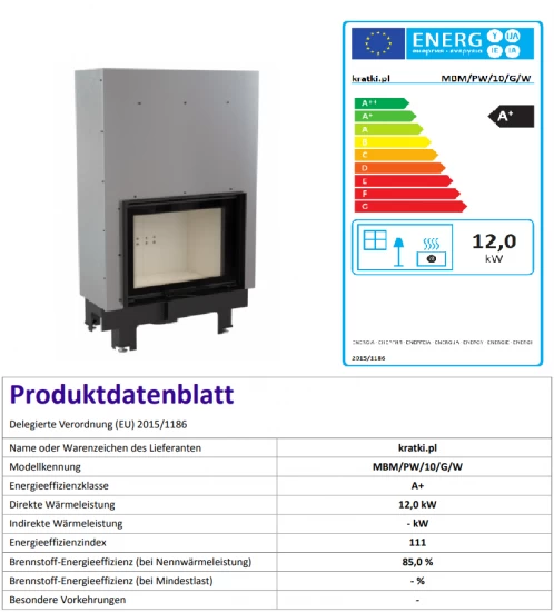 *EEK A+ - Wasserführender Kamineinsatz Kratki MBM 10 PW Mit Schiebetür - 12 KW – Bild 7