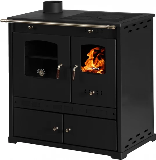 EEK A+ Küchenofen Holzherd Perfect ECO LUX Schwarz, Linke Version - 7,38 KW Dauerbrandherd – Bild 4