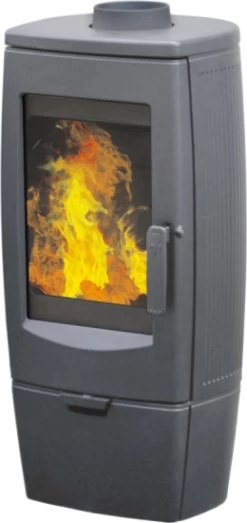 EEK A+ Design-Gusskaminofen Plamen Gala Gussgrau, Raumluftunabhängig - 8kW