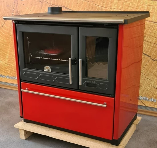 EEK A+ Küchenofen Holzherd Plamen 850 Rot, Linke Version - 8 KW Dauerbrandherd – Bild 2