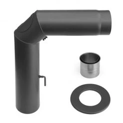 150 Mm - Rauchrohr Set Eckig 3-teilig Geschweißt Mit Drosselklappe In Gussgrau