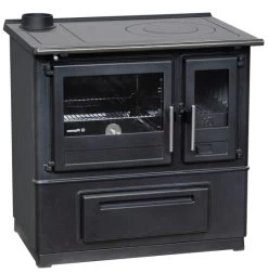 EEK A+ Küchenofen Holzherd Plamen Slavonac N Schwarz, Linke Version - 8 KW Dauerbrandherd