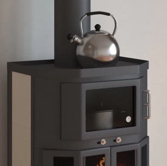 EEK A Kaminofen Mit Backfach+Herdplatte Victoria Taro 2F, Schwarz – 9,53 KW – Bild 5