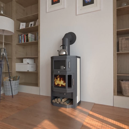 EEK A Kaminofen Mit Backfach+Herdplatte Victoria Taro F Schwarz – 9,53 KW – Bild 3