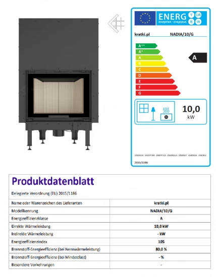 *EEK A - Kamineinsatz Kratki Nadia 10 Mit Schiebetür - 10 KW – Bild 7