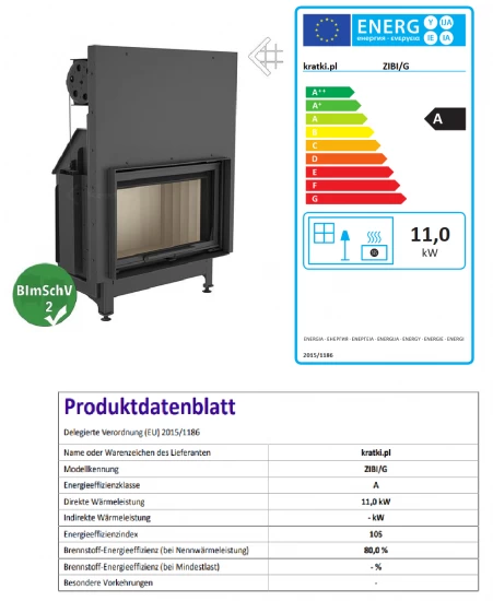 *EEK A - Kamineinsatz Kratki ZIBI/G Mit Schiebetür - BIMSCHV II - 11kW – Bild 6