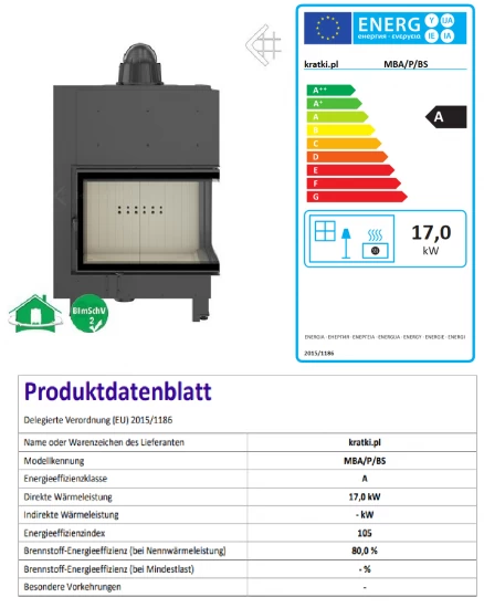 *EEK A - Eck-Kamineinsatz Kratki MBA 17 Rechts Mit 17 KW – Bild 5