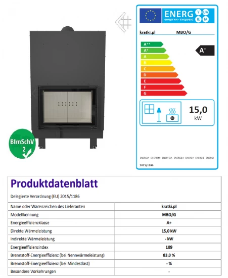 *EEK A+ - Kamineinsatz Kratki MBO/G 15 Mit Schiebetür - 15 KW – Bild 5