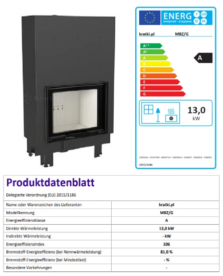 *EEK A - Kamineinsatz Kratki MBZ 13 Mit Schiebetür - 13 KW – Bild 6