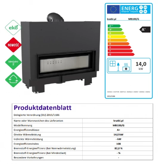 *EEK A - Extra Breiter Kamineinsatz Kratki MB 100 Mit Hebetür Mit 14 KW – Bild 7