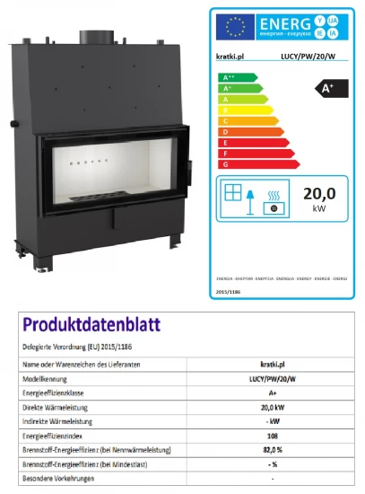 *EEK A+ - Wasserführender XXL-Kamineinsatz Kratki Lucy 20 PW - 20 KW – Bild 5