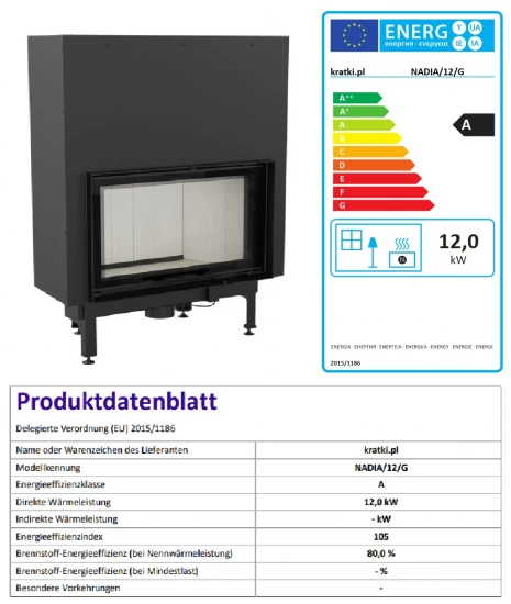 *EEK A - Kamineinsatz Kratki Nadia 12 Mit Schiebetür - 12 KW – Bild 8