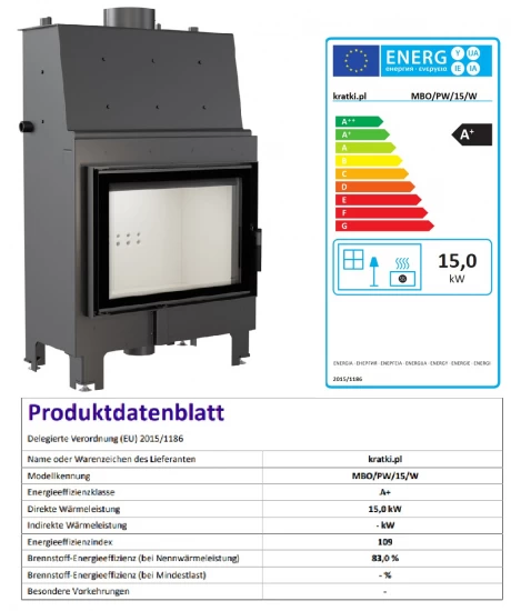 *EEK A+ Wasserführender Kamineinsatz Kratki MBO/PW/15/W - 15kW – Bild 3