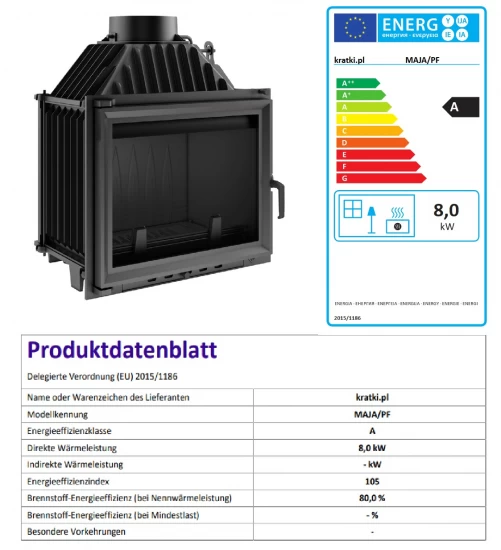 *EEK A Guss-Kamineinsatz Kratki MAJA/PF !RR150mm! - 8kW + BIMSCHV II – Bild 5