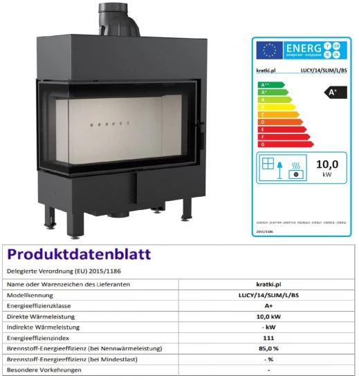 *EEK A+ Eck-Kamineinsatz Kratki LUCY/14/SLIM/L/BS Mit Seitenglas Links - 10kW – Bild 6