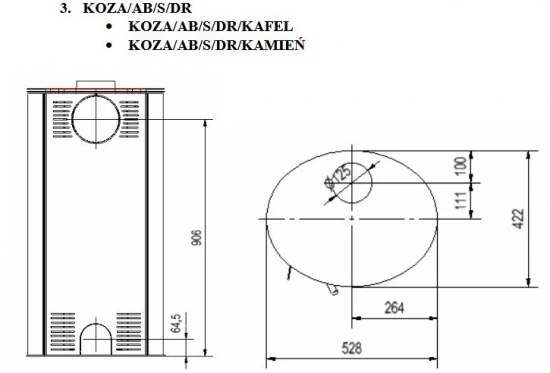 *EEK A - Kaminofen Kratki KOZA AB S Mit Schwarzen Kacheln Und Holzfach - 8 KW – Bild 3