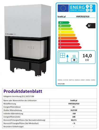 *EEK A+ ECK-Kamineinsatz Kratki VNP/810/410 Rechts Mit Schiebetür - 14 KW – Bild 6