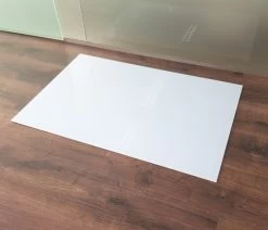 Saisonplatte Rechteck 80x50cm Glas Weiß - Kamin-Vorlegeplatte Funkenschutzplatte Kaminbodenplatte Glasplatte